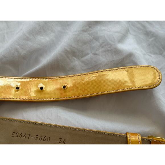 Vintage Escada Yellow Patent Leather Women\'s Belt Size 34 Logo Buckle main image 4